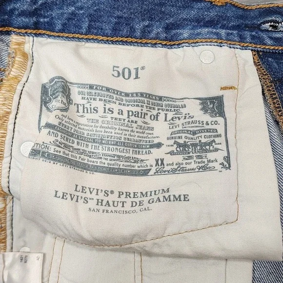 Levi's 501 Denim‎ Shorts Premium Button Fly Distressed Cut Off Size 25 - Picture 8 of 13